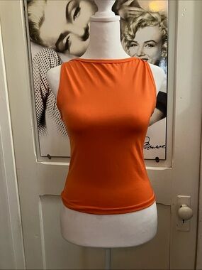 6/25$ Women's Orange Sleeveless Boatneck Top-XS